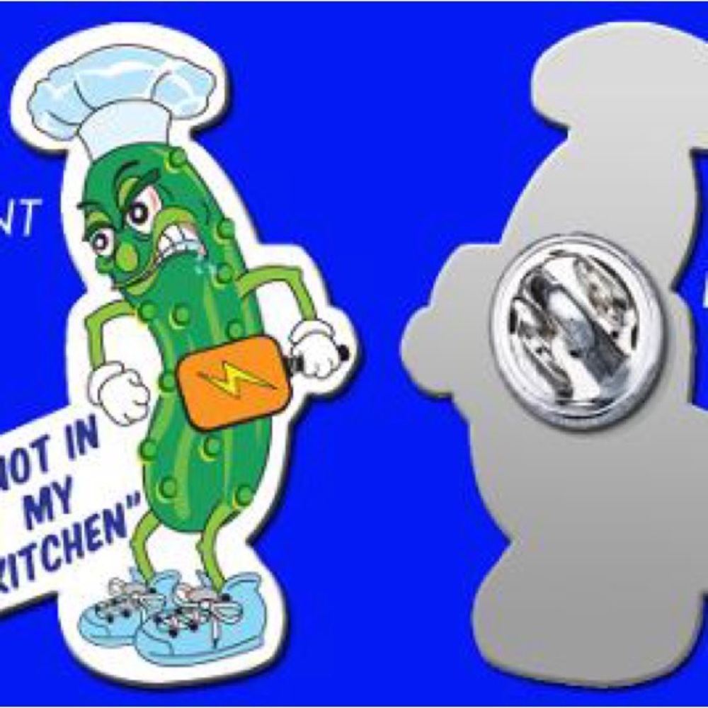 Not in My Kitchen Pickle Ball Pickle Chef Enamel Pin - Green
